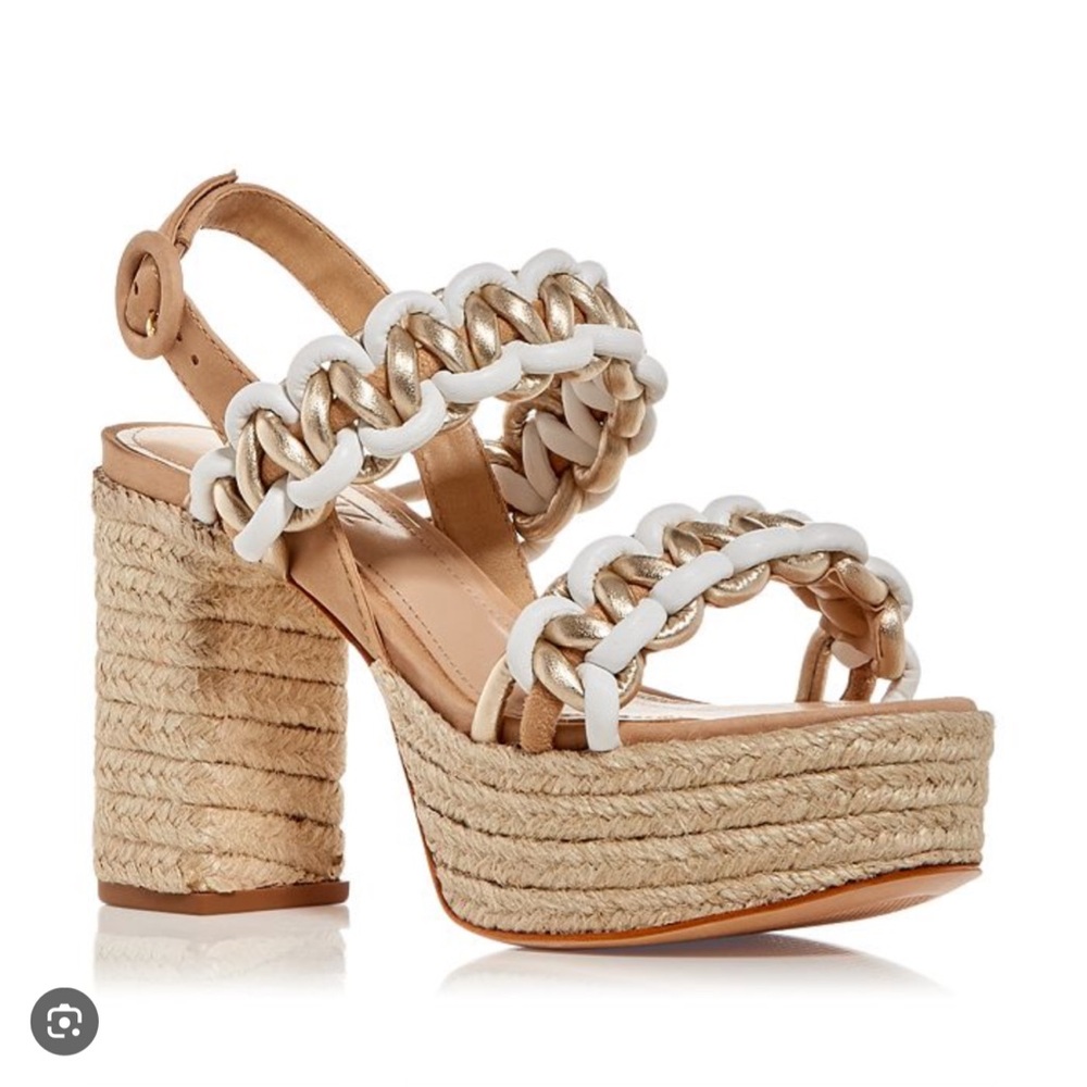 Schultz JULIET braided platform in nude and white